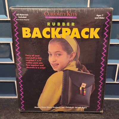 Vintage 1998 Curiosity Kits Rubber Backpack Make Your Own Project Y2K Nostalgia