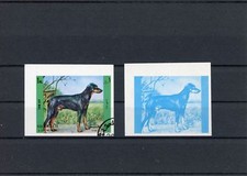 SHARJAH VARIETY PRINT ONLY COLOR BLUE ERROR PROOF DOGS DOG CHIEN RARE!! h1937