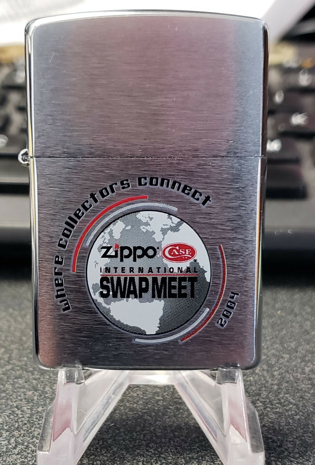 VINTAGE ZIPPO CASE INTERNATIONAL SWAP MEET 2004 ADVERTISING advertising