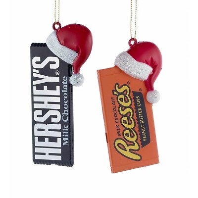 HERSHEY'S  CANDY BAR WITH SANTA HAT ORNAMENT - 2 ASSORTED: HERSHEY'S™