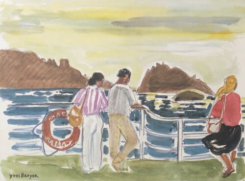 Marseille Bridge Of Boat After Yves Brayer Print Of 1982 France Photoengraving - Picture 1 of 3