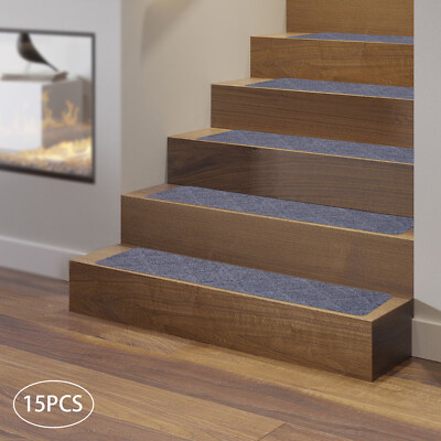 Costway 15-Pack Non-Slip Carpet Stair Treads – 30x8 Inch Gray Mats For Indoor Wooden Steps - View #6