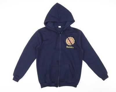 Portugal Herren blau Baumwolle Hoodie mit durchgehendem Reißverschluss Größe M - Madeira