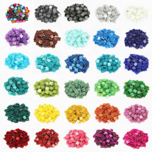 Glitter Glass Mosaic Tiles Crafting Pieces Art Hobbies Assorted Colors 50pcs - Picture 1 of 43