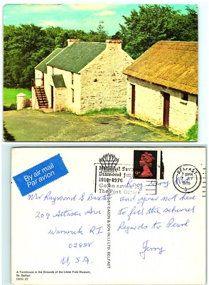 S03-4253, FARMHOUSE, ULSTER FOLK MUSEUM, BELFAST, UK 1963 POSTMARKED, POSTCARD