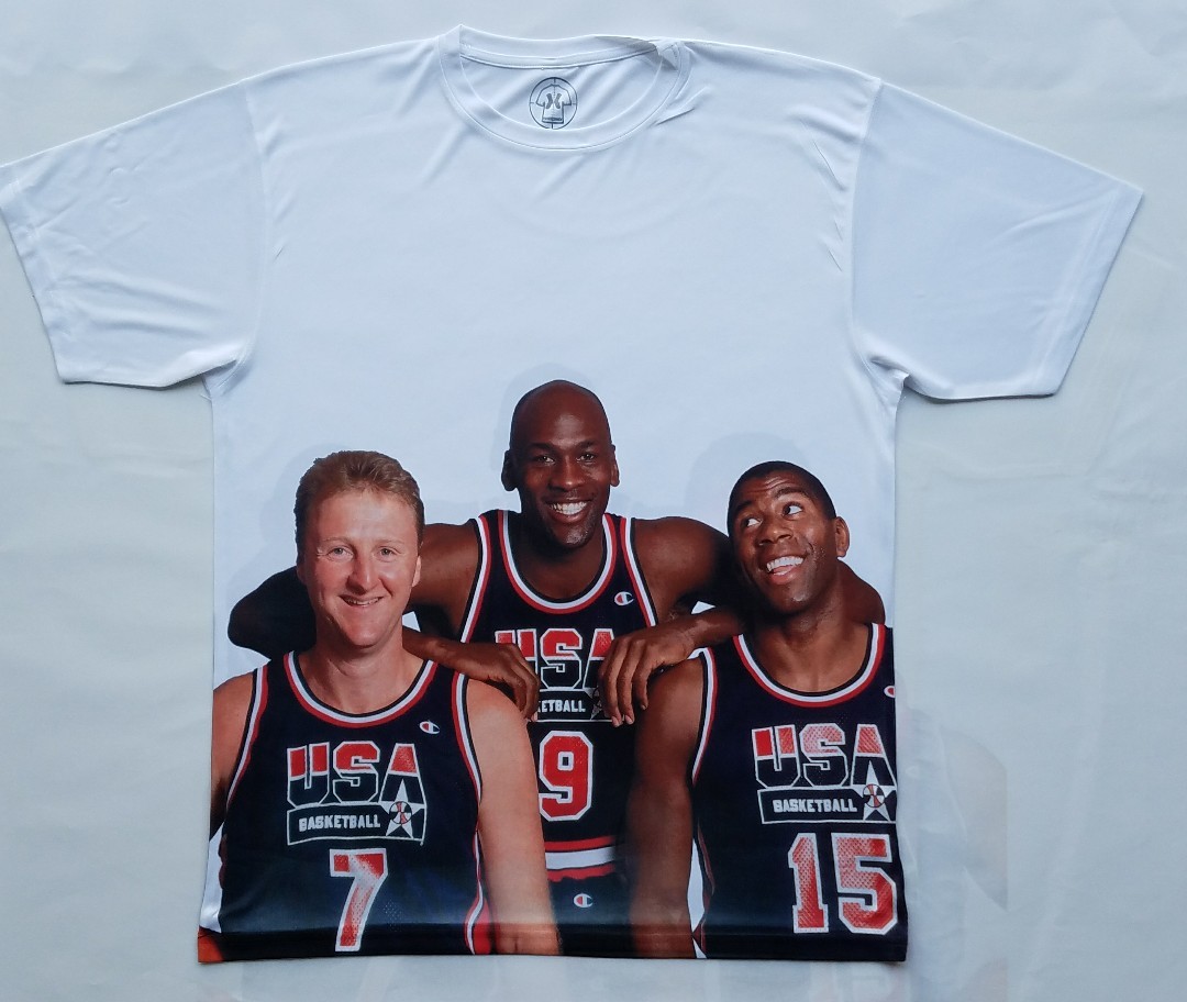 Custom Dream Team Sublimated T Shirt USA Basketball jordan bird