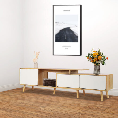 Modern Wood TV Stand Entertainment Unit Center Media Console Storage Shelves NEW