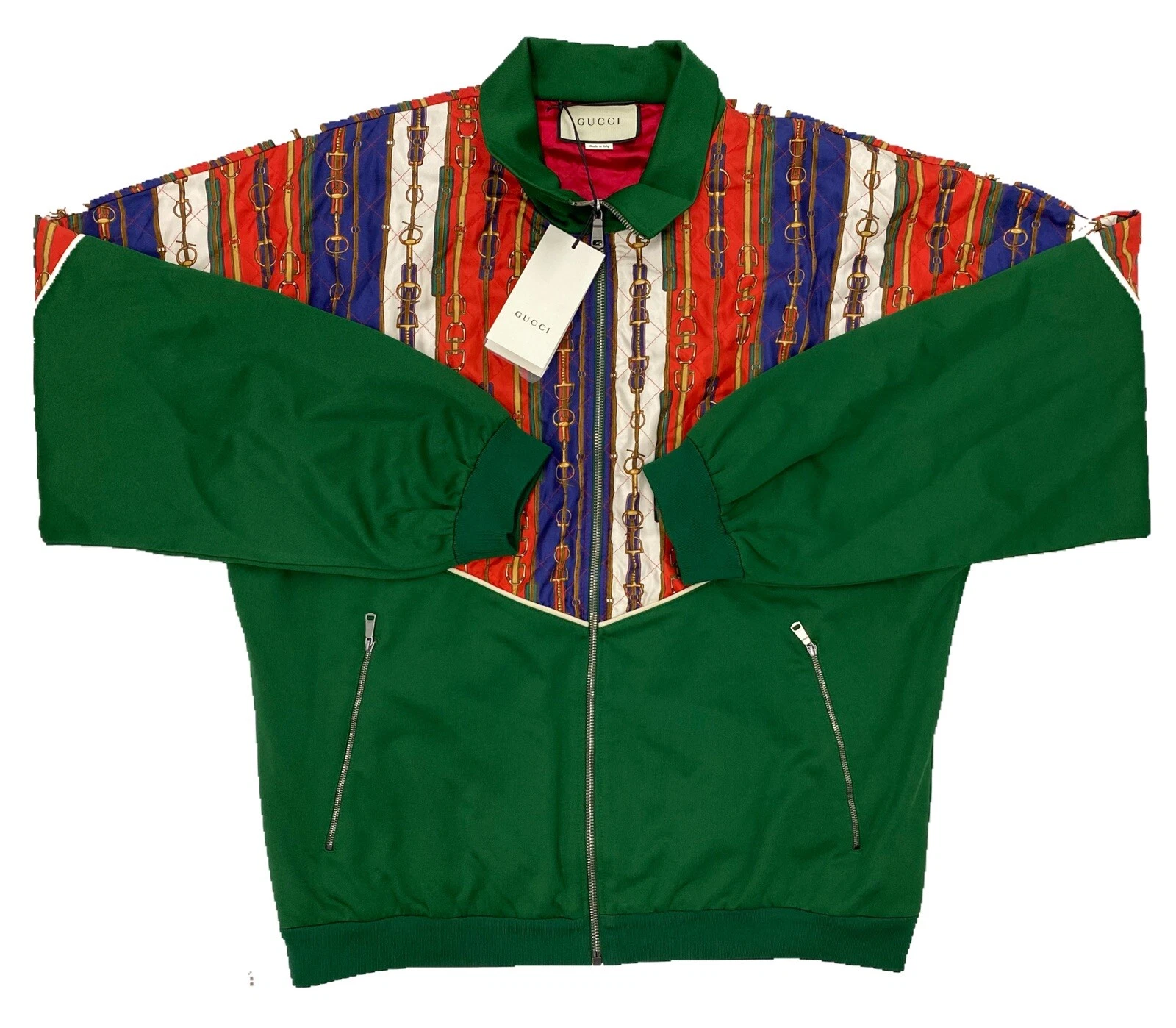 Bomber Gucci in seta verde $3.000 taglia US XL Made in Italy