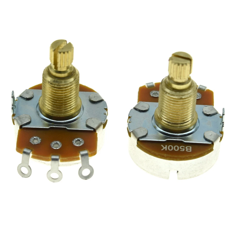 2x Potenciómetro Ollas Alpha Guitarra Tamaño Completo 19.5mm Eje Latón Olla Lineal B500K Foto 2 de 4