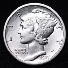 1917 Mercury Silver Dime Nice AU FREE SHIPPING