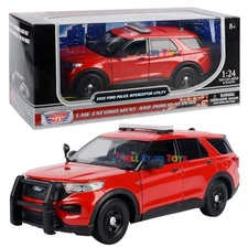2022 Ford Explorer Police Fire Chief Diecast 1:24 Motormax Unmarked RED 76988