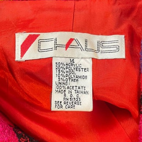 Vintage Chaus Bright Multi-Color Plaid Blazer - Picture 3 of 3