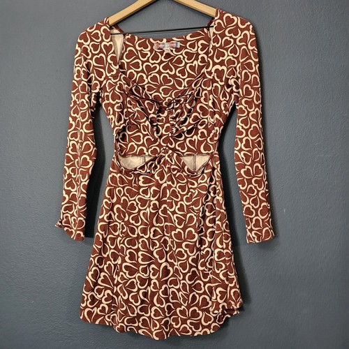 Urban Outfitters Heart Print From Tie Mini Dress Women's Size Medium - Picture 2 of 9