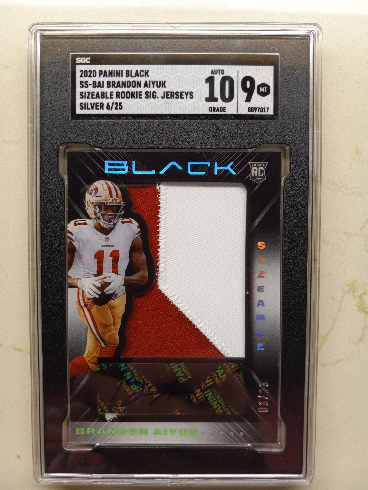 Brandon Aiyuk Panini Black Sizeable Signatures Rookie Jersey #SSBAI Base