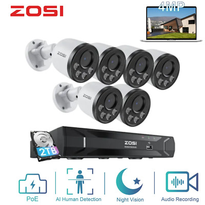 ZOSI 8CH 5MP NVR PoE Security 4MP IP Camera System Advanced Human Detection 2TB