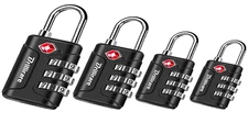 4 Pack TSA Approved Luggage Locks, Combination Travel Padlock, 3-Digit Waterproo