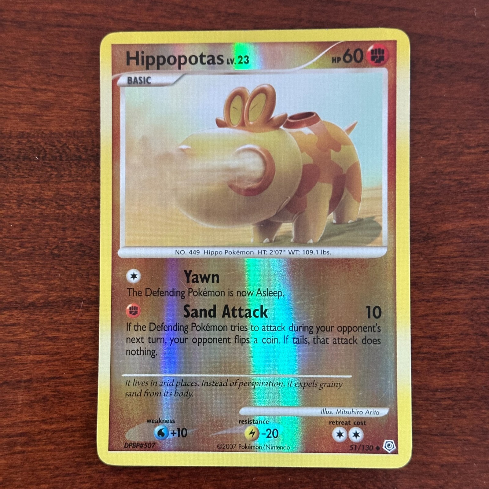 Hippopotas 51/130 Reverse Holo Uncommon Diamond & Pearl Pokemon Card