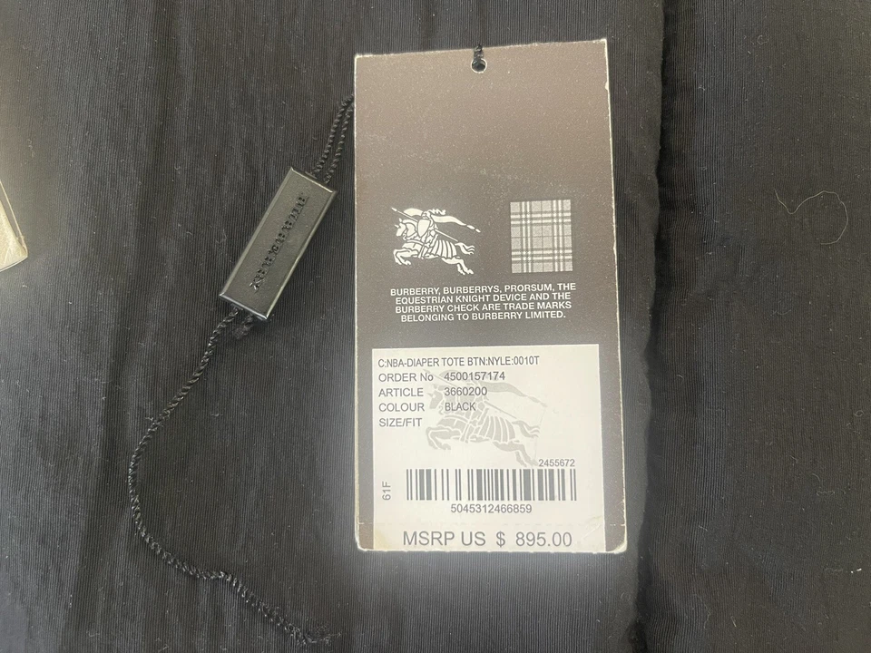 Burberry Black Beat Check Nylon Diaper Tote Bag With Gunmetal Hardware - Image 4 of 4