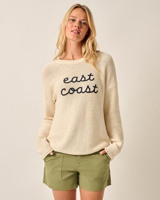 johnnie-O Coastal Chloe Cotton Blend Crewneck Sweater Womens Vanilla (7854064)