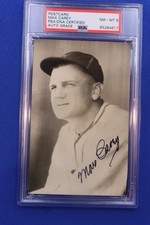 MAX CAREY Autographed Baseball Post Card PSA NM-MT 8 AUTO Hall of Fame 