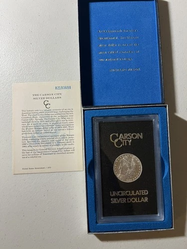 1884-CC MORGAN CARSON CITY UNCIRCULATED SILVER DOLLAR IN GSA HOLDER & COA