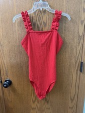 Red Ruffled Bodysuit Size S