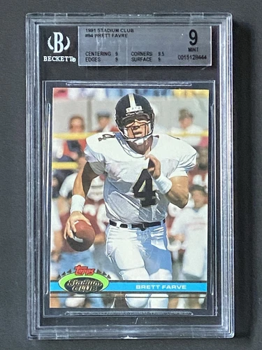 1991 Stadium Club #94 Brett Favre Atlanta Falcons RC Rookie HOF BGS 9