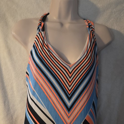 #ad Guerracite Striped Multicolor V Neck Sleeveless Maxi Dress Women’s L $6.30