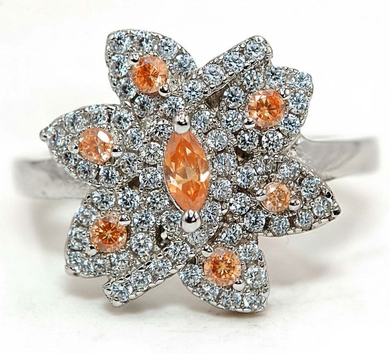 1CT  Padparadscha 925 Sterling Silver Ring Sz 8 MM4-6