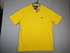 Vintage Tommy Hilfiger Jeans Polo Shirt Mens XL Yellow Flag Embroidered Logo Y2K
