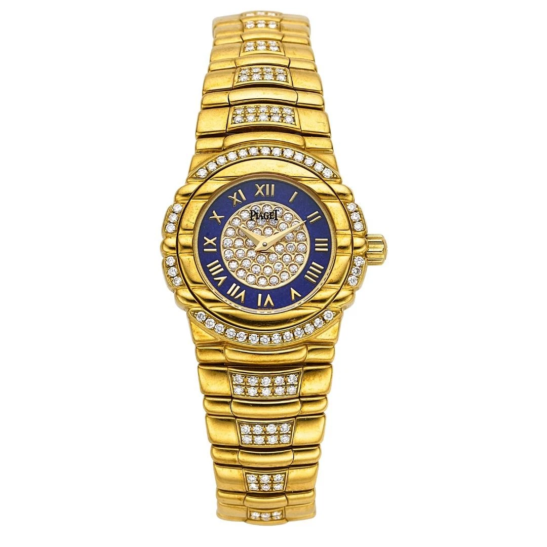 Piaget — Piaget Tanagra Lapis Lazuli Diamond 18K Gold Bracelet Vintage Watch Full Set