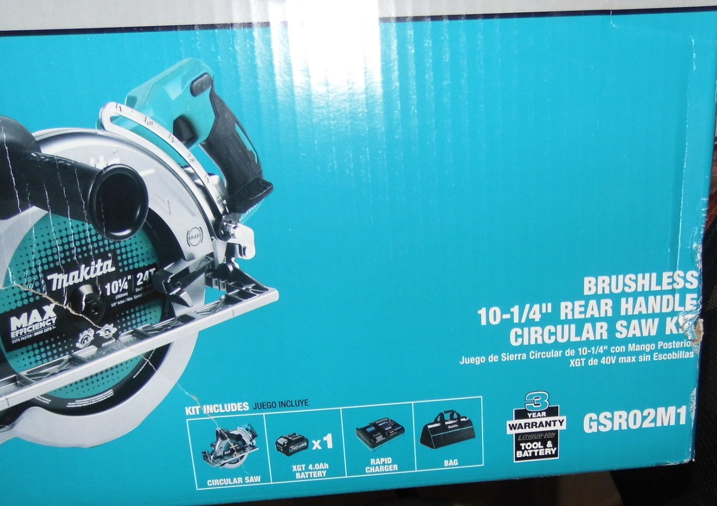 마키타 GSR02M1 40V max XGT 후방 손잡이형 10-1/4인치 원형톱 키트, AWS 인증 4