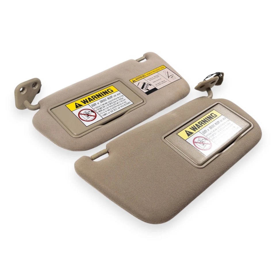2001-2004 Hyundai Santa Fe Driver & Passenger Side Sun Visor Pair Tan Lighted - Image 2 of 4