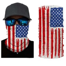 American Flag USA Red White Blue Mask Gaiter Face Cover Head Gear
