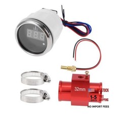 1.26" Universal Digital Water Temperature Gauge Kit with Joint Pipe 32mm Red