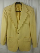 Vintage Johnny Carson Yellow Textured Sport Coat Blazer Mens Gold Buttons