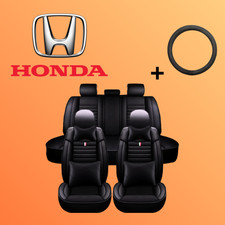 For All Honda Seat Luxury Cushion Leather Custom Fit 5 Seat Black Cover