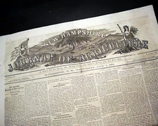 Rare CIVIL WAR ERA Manchester NH w/ Great Masthead Engraving 1862 Newspaper