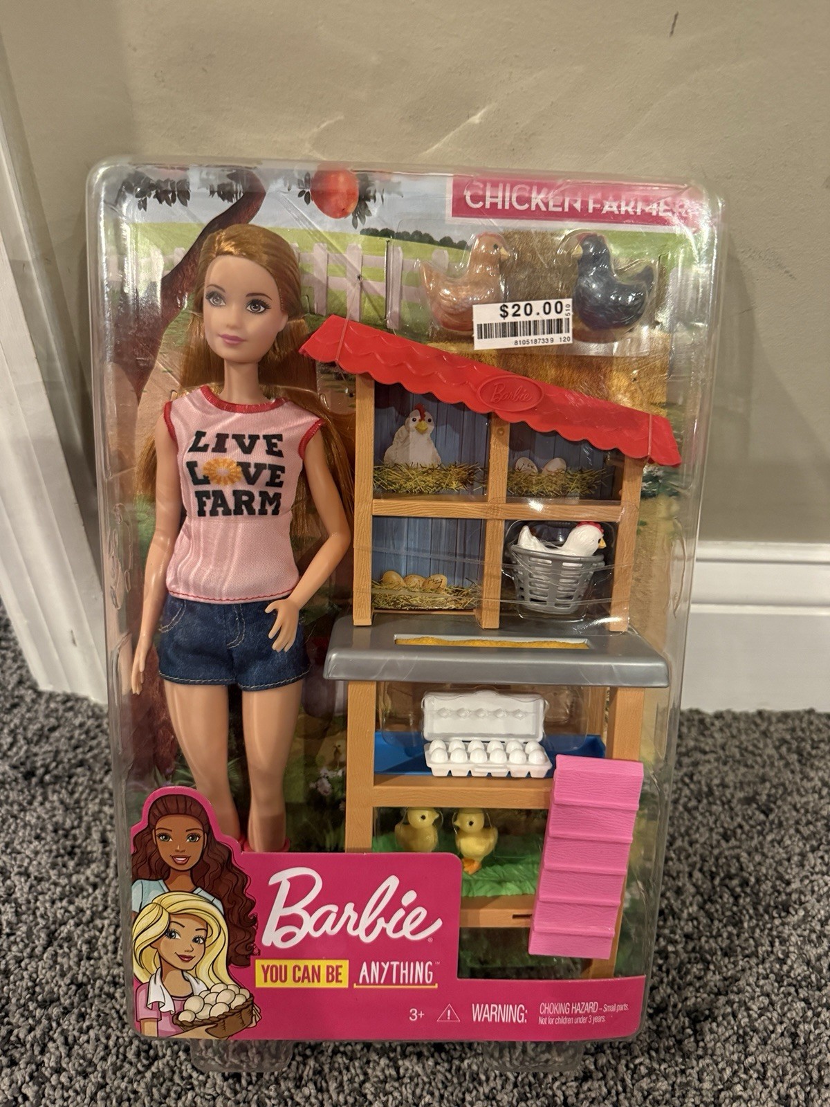 Barbie Chicken Farmer Doll, Red-Haired, and Playset with Hen