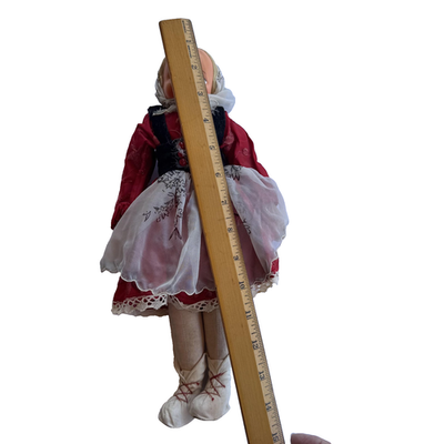 Vintage Polish Folk Costume Doll 14 Red Embroidered Dress Lace Boots Scarf  | eBay
