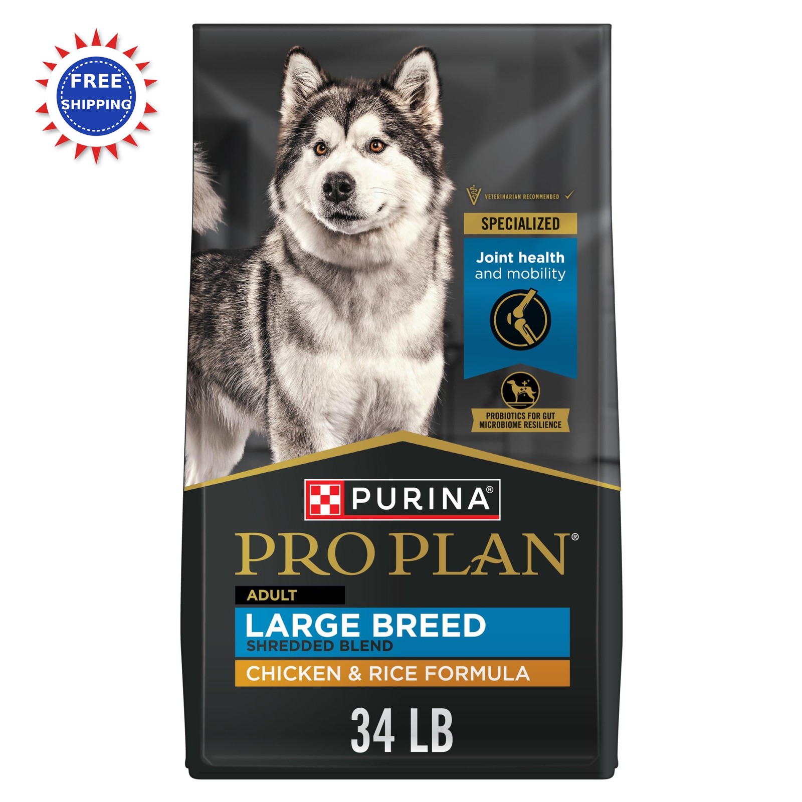 Large Breed Purina Pro Plan Chicken & Rice 34 Lb Bag Joint H