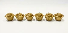 Floating Rose Candles Gold Color Mini 1.25" Set of 6 – Brand New