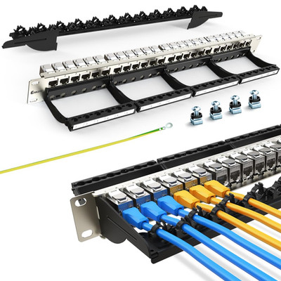 Enmane 24 Port Patch Panel Cat7 Keystone Patch Panel Shielded Smart Cable