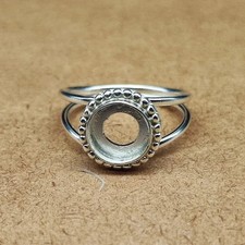 925 Sterling Silver Plated 6x6mm Round Bezel Cup Ring Blank Cabochon Setting DIY