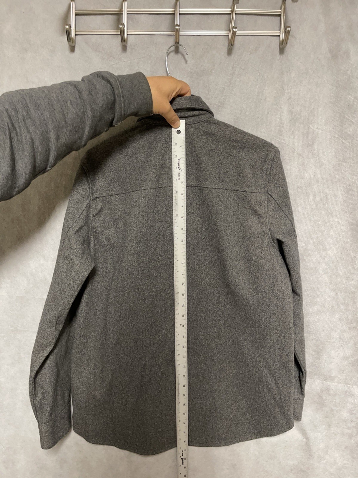 H&M Shacket M Gray Winter Tweed Shirt Snap Jacket Heavy Academia Casual Flannel