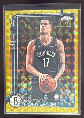 2025-26 Topps Chrome Update Michael Porter Jr. Gold Geometric Refractor #/50 - Image 1 of 2
