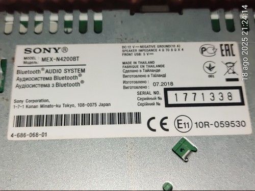 Autoradio Sony MEX-N4200BT 2PreOuts AUX,CD,USB,MP3,WMA,WAV,AAC,FLAC - Foto 5 di 9