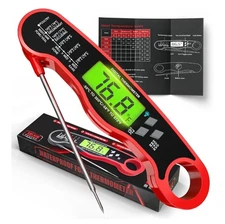 AWLKIM Thermometer Digital Instant Read Food Thermometer Cooking Grill Candy Red