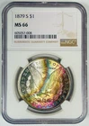 1879-S Morgan Silver $1 Dollar Coin Rainbow Tone NGC MS 66 Semi-PL NGC STAR ?