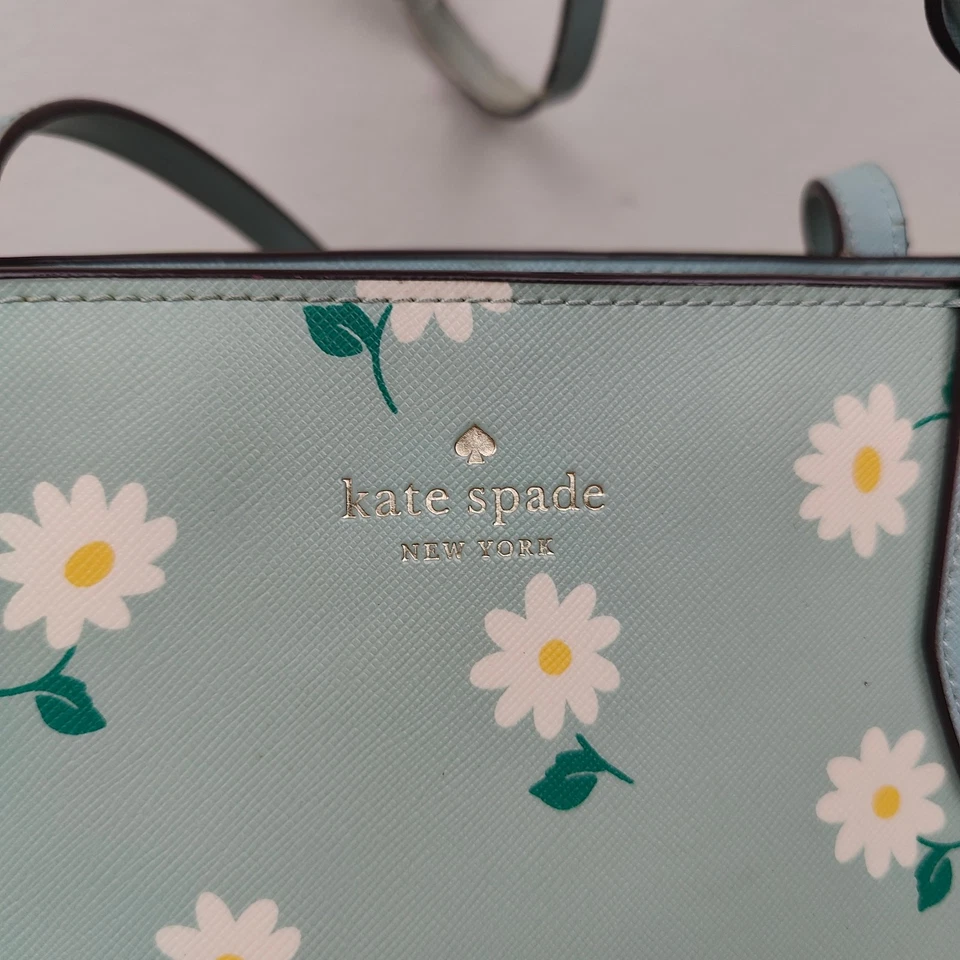 Bolso de Mano Kate Spade Dana Verde Menta Margarita Estampado Floral Saffiano PVC Cartera Preppy Foto 3 de 4